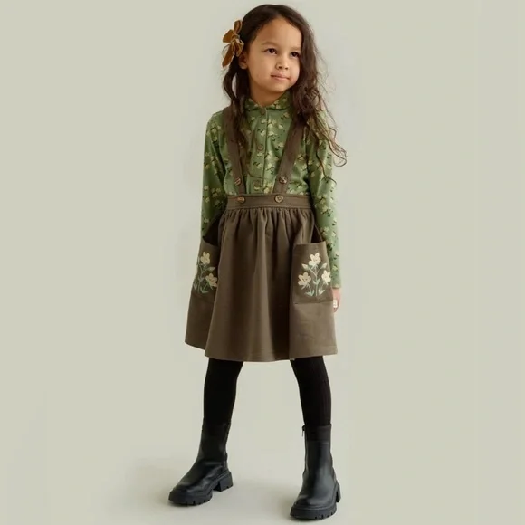 NWT MAINIO Green GOTS Organic 100% Cotton Alpine Skirt Y5/6 - Picture 1 of 14